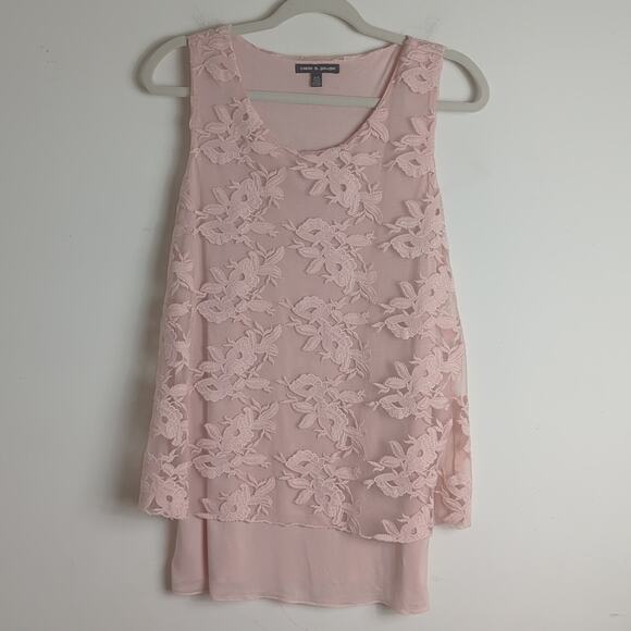 Soft Pink Viscose Pullover Top with Embroidered Panel Women's Size Medium - Picture 1 of 10